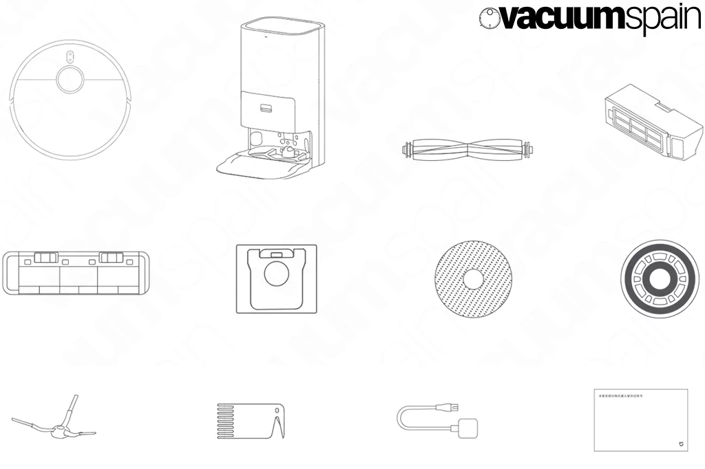 Consumibles y Accesorios que trae en la caja-Xiaomi-Robot-Vacuum-Mop-X10+-X10-Plus-y-Base-de-Limpieza